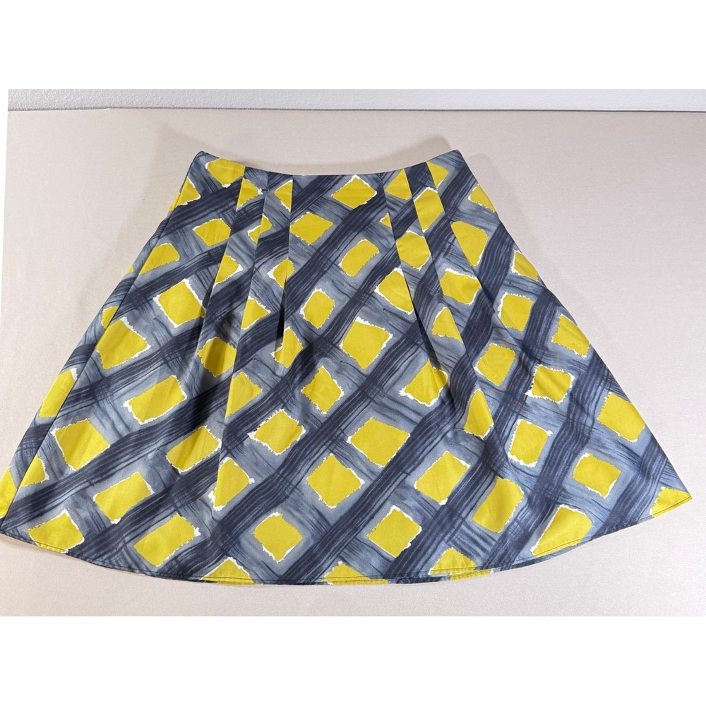 The Limitedโ Pleated Skirt Yellow Gray Geometric Print Women's Size Small